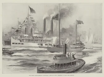 De Aankomende Anglo-Amerikaanse Jachtrace, Aankomst van de Shamrock in de Haven van New York